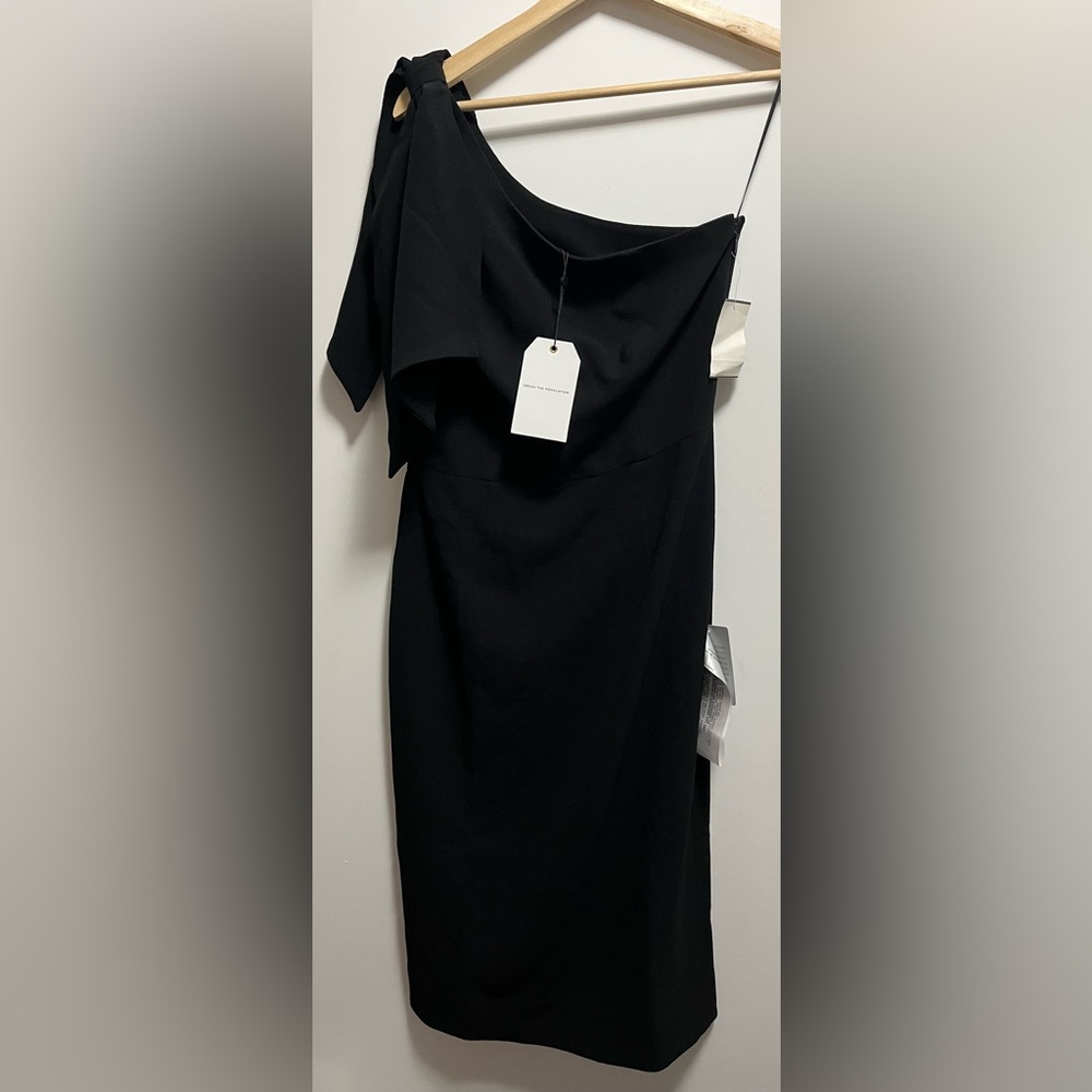 NWT Dress The Population Tiffany One-Shoulder Midi Dress Black Size Medium - Picture 3 of 16